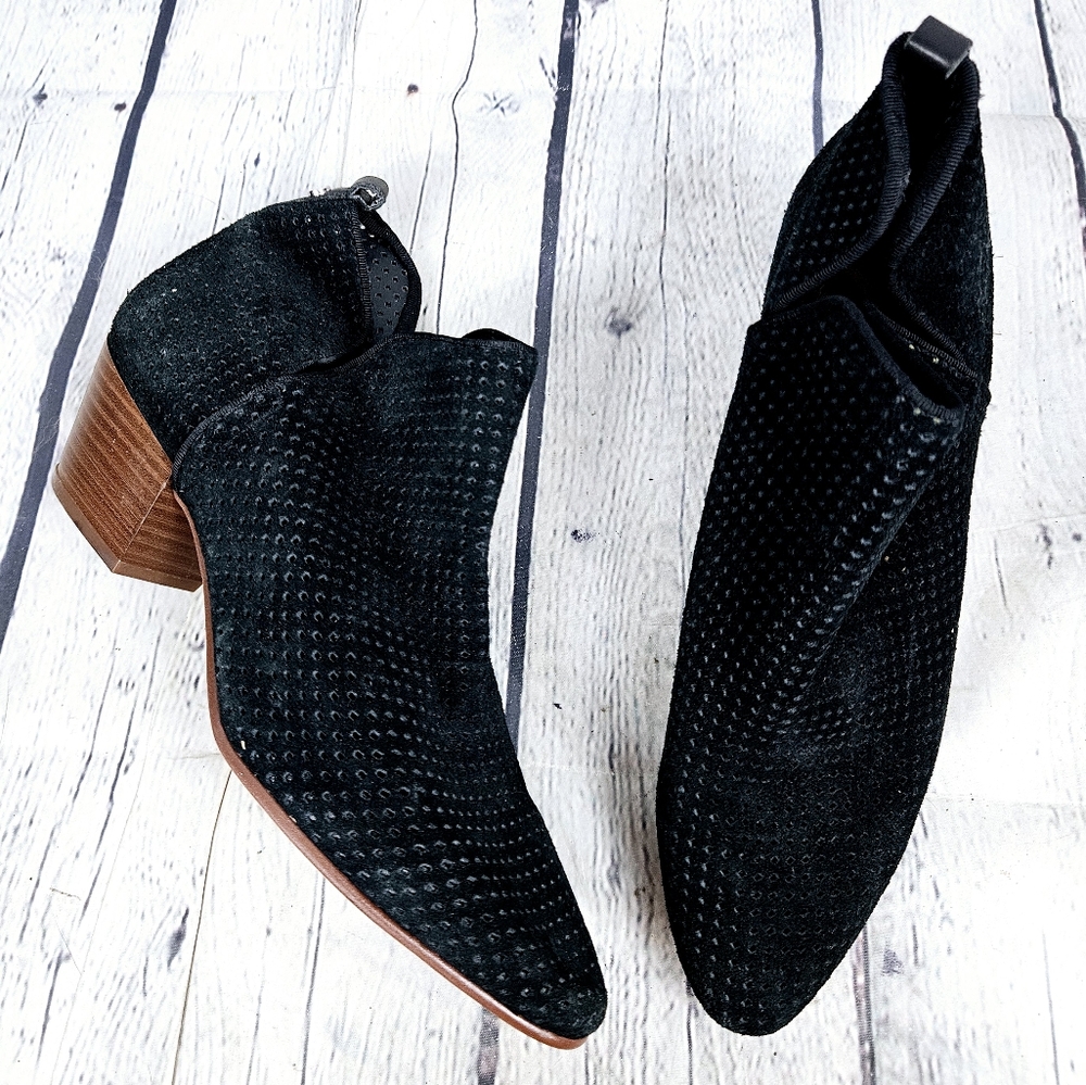SAM EDELMAN | Rio perforated suede leather pull-on heeled ankle boots